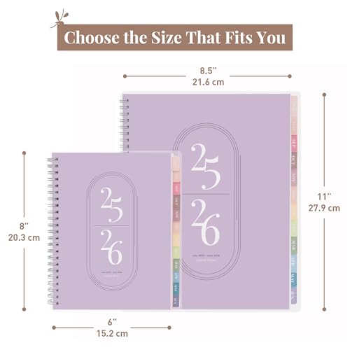 Rileys Academic Planner 2025-2026, Daily, Weekly & Monthly Planner, July 2025 - June 2026, Student Notes Pages, Twin-Wire Binding, Weekly Agenda for School & Work (8.5 x 11-Inches, Lilac) - Thumbnail 6