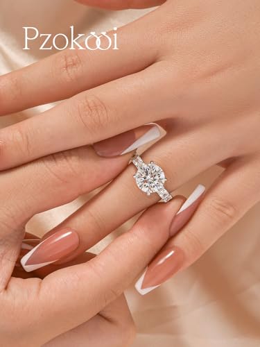 4.0ct Round Cut Engagement Ring for Women,Luxurious Half Eternity925 Sterling Silver Promise Ring for Wedding, Travel, Daily4