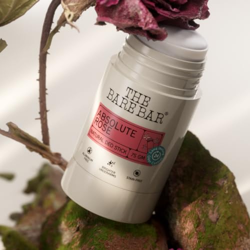 Image of The Bare Bar Absolute Rose Natural Deodorant Stick 75g | Up to 24-Hour Odour Control | Long-Lasting Freshness | Aluminium-Free, Baking Soda-Free | No White Marks, No Staining | For Men & Women