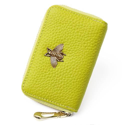 imeetu RFID Credit Card Holder, Small Leather Zipper Card Case Wallet for Women