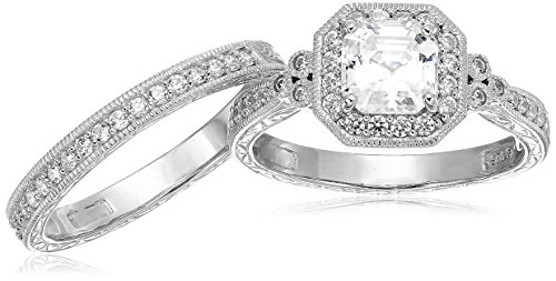 Amazon-Collection-Platinum-or-Gold-Plated-Sterling-Silver-Antique-Ring-set-with-Asscher-Cut-Infinite-Elements-Cubic-Zirconia