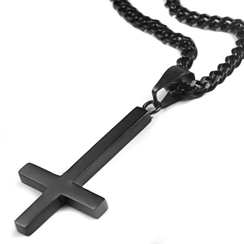 Besteel Jewelry Stainless Steel Inverted Cross Necklace for Women Men 24 Inch Chain 3 Color Available2