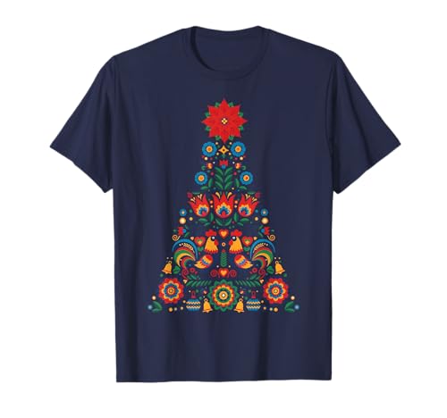Arbre de Noël Folklorique Coq Tulipes Cloches polonais T-Shirt