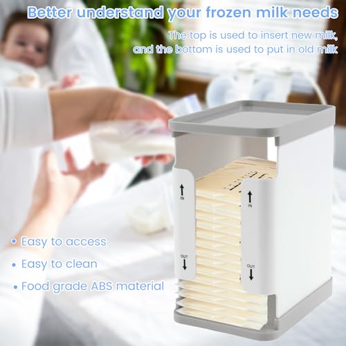 ZJRDYYK Breastmilk Freezer Organizer, 60 OZ Breastmilk Storage Container, First-in First-Out Breast Milk Bag Storage Tower with Tray, Freeze Organizer for Breast Milk Storage Bags