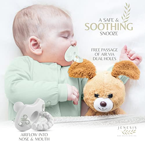 Jenesis Baby Pacifier And Pacifier Clip Set 4 Pacifiers And 4 Clips, Soft Flexible Binky Clips, 0-6 Months 6-18 Months- Gender Neutral Baby Unisex Colors, Bpa Free #TOP2