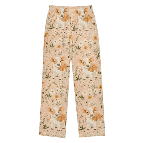 Animal Cow Flower Pajama Pants Long Sleep Pants Soft Pajama Bottoms With Pockets