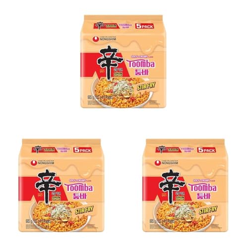 Image of Nongshim Shin Ramyun Stir fry Toomba Noodles - Spicy & Creamy Flavour - Pack of 15 (137g Each) | Total 685g