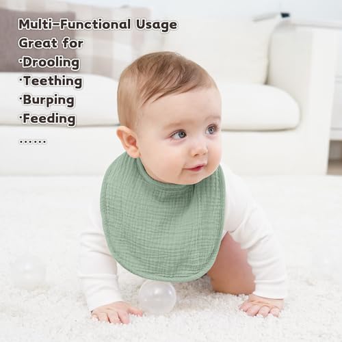 Image of Susurration Muslin Baby Drool Bibs 10Pack Soft Square Adjustable Bandana Bibs for Unisex Baby Girls & Boys