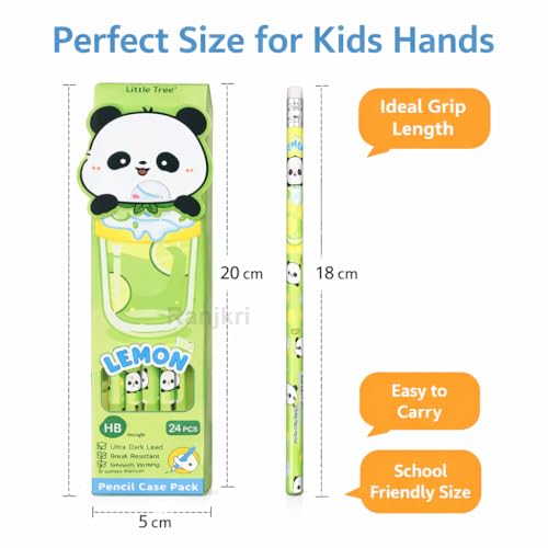 Image of Cute Panda HB Pencil Set for Kids with Storage Case, 24 Pcs Writing Pencils, Break Resistant Dark Lead, Smooth Writing School Stationery, Birthday Return Gift, Back to School Supplies
