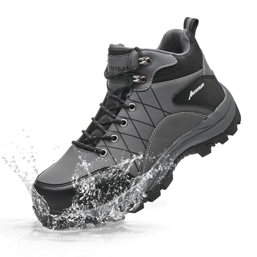 Image of Men's Waterproof Steel Toe Work Boots | Durable Slip-Resistant Puncture-Proof Outsole, Wide Width Sizes for Industrial Construction Outdoor Use