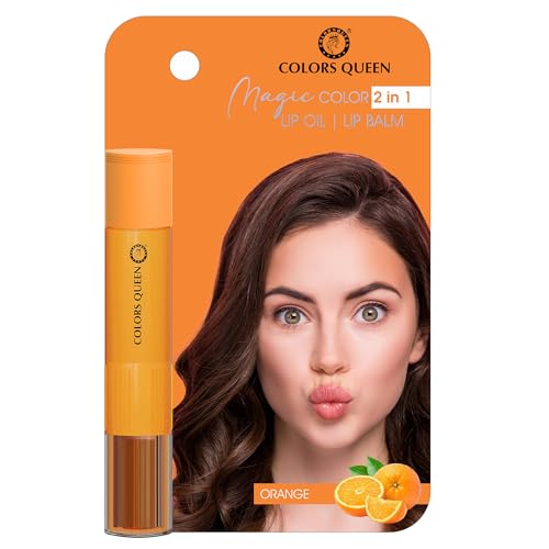 Image of Colors Queen Magic Color 2 in 1 Lip Balm & Oil - Orange, 4.5g | Nourishing & Moisturizing for Dry and Chapped Lips | Tinted for Women, Enriched With Shea Butter & Vitamin E