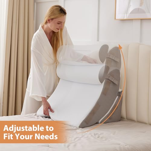 Bieezzk Orthopedic Bed Wedge Pillow Set 4Pcs, Wedge Pillow Set For Back Pain Relief, Sitting Up In Bed, Post Surgery, Acid Reflux, Snoring&Gerd, Body Pillow For Sleeping,Leg,Neck,Shoulder Support thumb #2