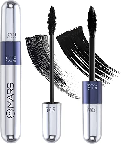 MARS 2 Step Volumizing and Lengthening Long Lasting Double Trouble Mascara 15 ml (Jet Black)