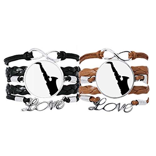 Pulsera de saxo clásico ajustable: brazalete de cuerda de cuero para parejas y músicos