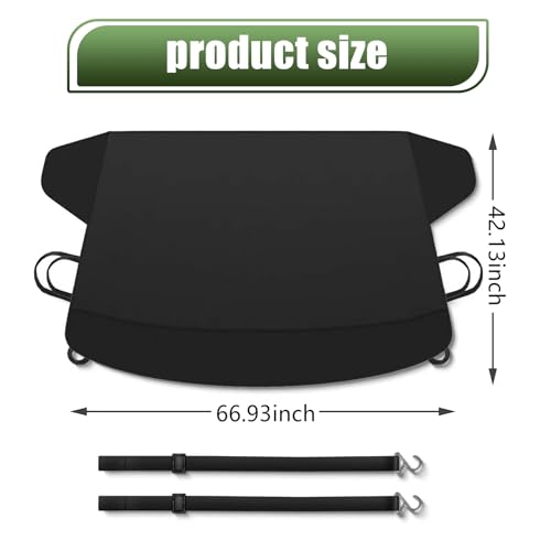 Image of 1 PC Car Front and Rear Windshield Snow Shield, Thickened Car Oxford Cloth Snow and Sunshade All-in-one Cover, Waterproof and Durable Windshield Cover, Universal for Most Cars (Black #1)