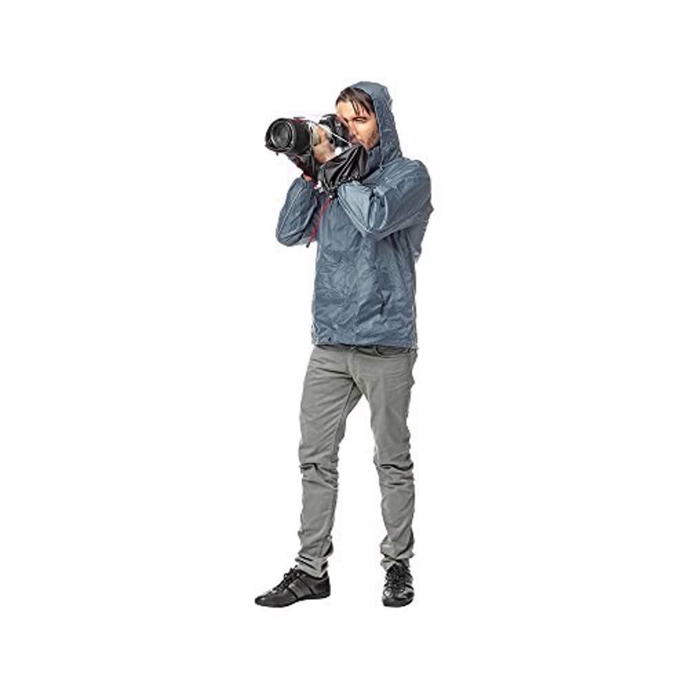 Manfrotto MB PL-E-702 Pro-Cubierta Impermeable y Transparente para Cámaras DSLR Reflex con Lente Profesional, Protege del Polvo y la Lluvia, para Fotógrafos - Negro/Gris Carbón