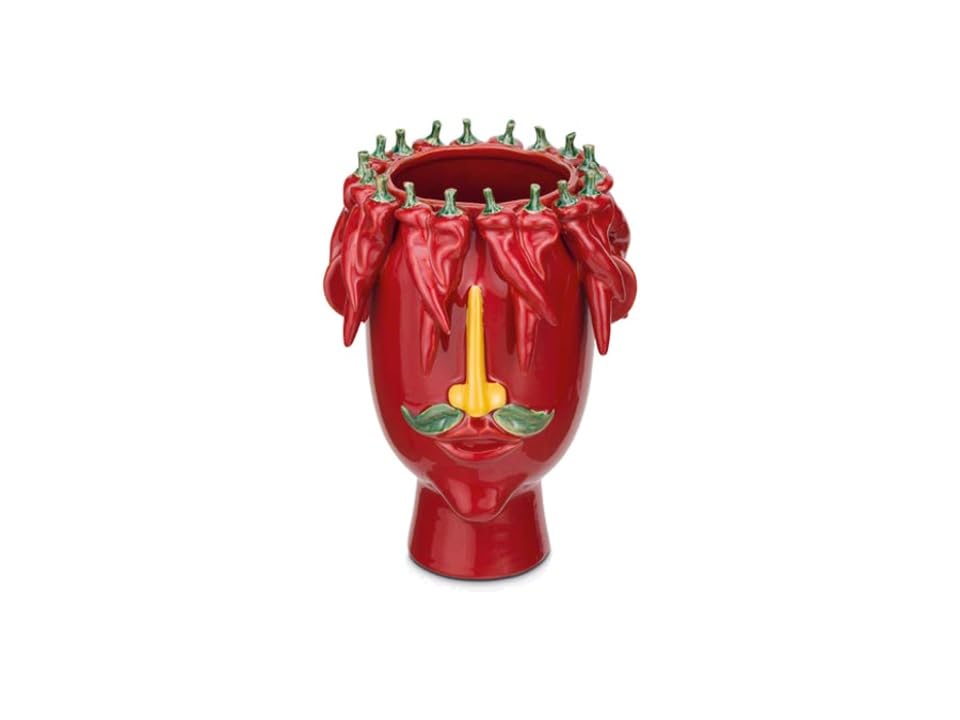 Vaso L Rosso, Arciboldo - Porcellana, 22,5x22,5x32 cm
