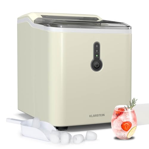 Klarstein Eiswürfelmaschine Klein - 12 kg/24 h, 8 Min Zyklus, 1,5 L Wassertank, LED-Anzeigen, Tragbar, Transparenter Deckel, Inkl. Schaufel - Eiswürfelbereiter für Partys