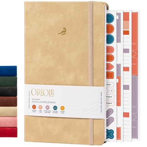 Oriole Vegan Leather Ruled Notebook - Walnut Cream | 176