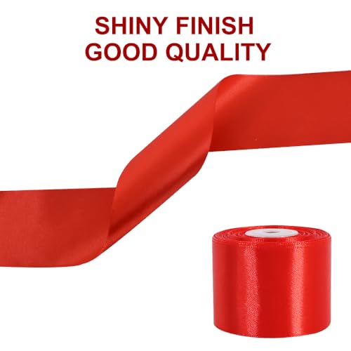 TONIFUL 5cm x 20M rotes ​Band breit geschenkband große Schleife Satinband für Auto Bogen Schleifen Partydekoration Stuhl Hochzeit Der Valentinstag Geschenkverpackungen Strauß geschenkband