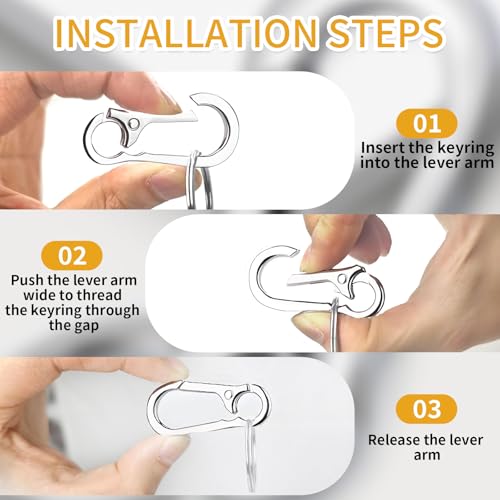 4 Pack Keychain, Metal Key Chain, Sturdy Key Ring, Key Rings Key Organizer Keychain Clip Key Chains for Men Women3