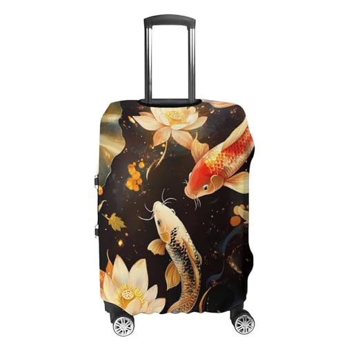 Japanese Fish in Lotues Travel Luggage Cover Suitcase Protector Baggage Covers for Men Women L4
