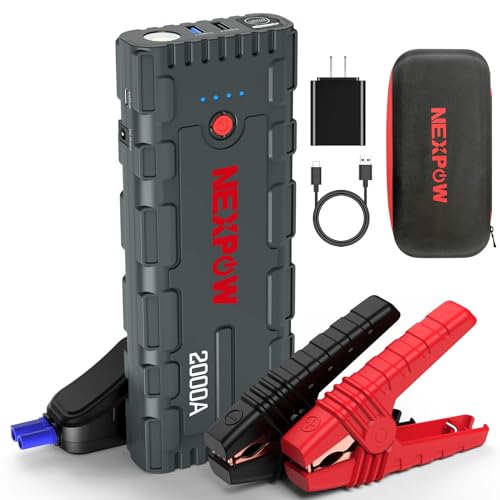 NEXPOW 2000A Peak Car Battery Jump Starter Portable with USB Quick Charge 3.0 (Up to 7.0L Gas or 6.5L Diesel Engine), 12V car Starter Jump Box, Battery Booster with Built-in LED Light