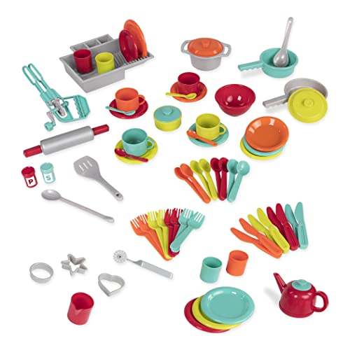 Battat - Deluxe Kitchen - Pretend Play Accessory Toy Set (71 Pieces Including Pots & Pans) #TOP4