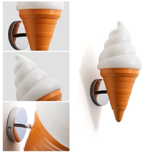 Image of Ice Cream Wall lamp Spiral Cone Decorative Wall Light Fixture, DIY Lighting Fixtures for Kitchens, Dining Rooms and More(Gray)