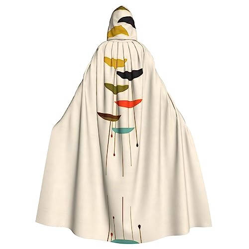 berbo mid century modern prints Chic Black Hooded Cape - Dur