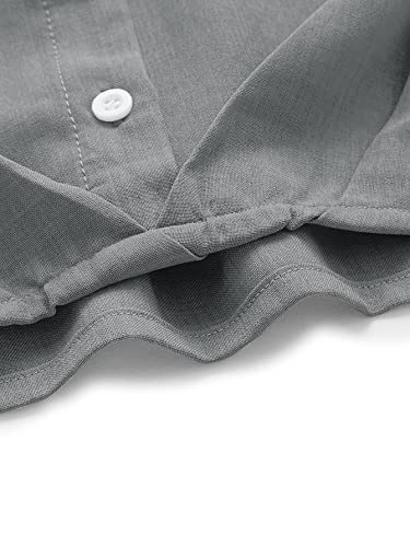 Image of Milumia Women's Collar Lantern Short Sleeve Pleated Hem Button Down Work Blouse Shirt Top