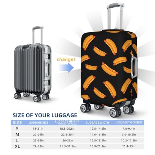 Travel Luggage Covers - Cartoon Hot Dog Print Black Elasticity Suitcase Covers Protector for Luggage 18-32 Inch2