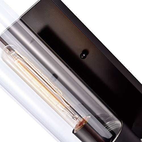 Hyperion House 1-Light Vanity Wall Light Bathroom Black Arm Sconce With Cylinder Clear Glass For Bathroom Powder Room Hallway Bedroom Corridor Kitchen #TOP6
