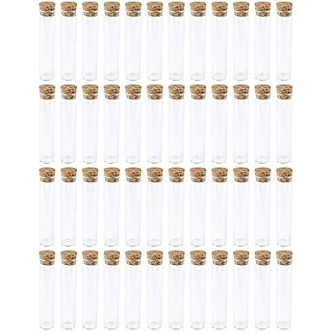 48 Reagenzgläser mit Korken | aus hochwertigem Glas | 10cm hoch (ohne Korken) | außen: Ø 2,2cm | innen: Ø1,7cm | selbststehend dank abgeflachtem Boden | ideal als Gastgeschenk zur Hochzeit Cover