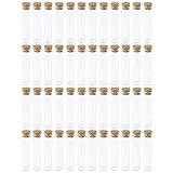 48 Reagenzgläser mit Korken | aus hochwertigem Glas | 10cm hoch (ohne Korken) | außen: Ø 2,2cm | innen: Ø1,7cm | selbststehend dank abgeflachtem Boden | ideal als Gastgeschenk zur Hochzeit