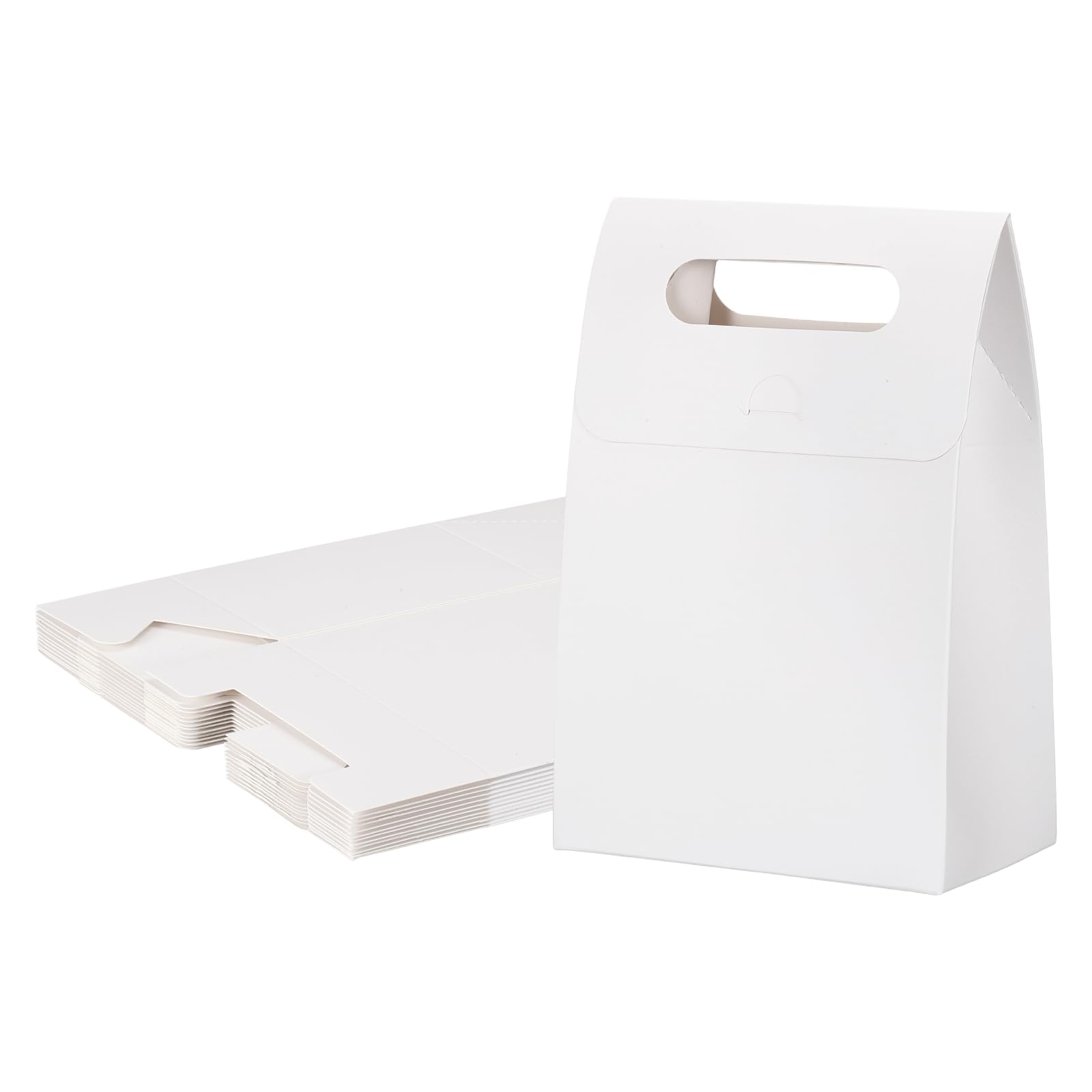 PATIKIL Kraft Paper Bags (15.5 x 8.5 x 26 cm, White) (10Pcs) Stand Up Gift Bags with Handles, Suit for - Party Favor/Wedding/Bridal Shower/Festivals/Gift Packing