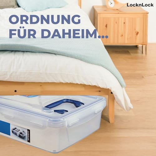 LocknLock PP CLASSIC Aufbewahrungsbox mit Deckel und Griffen | 16 L, 361 x 274 x 212 mm | 100 % Luftdicht | halbtransparenter Vorratsbehälter | Vorratsbehälter mit Deckel für Haushaltsgegenstände