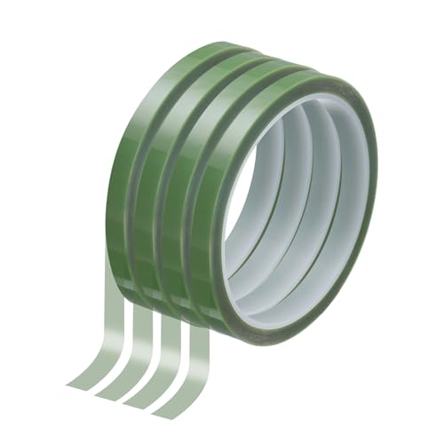 Image of HARFINGTON 4 Rolls High Temperature Masking Tape 1 /4 inch x108ft(6mmx33m) 0.05mm Thick PET Film Silicone Adhesive Heat Resistant Tapes for Heat Press Anodizing Circuit Board, Grass Green