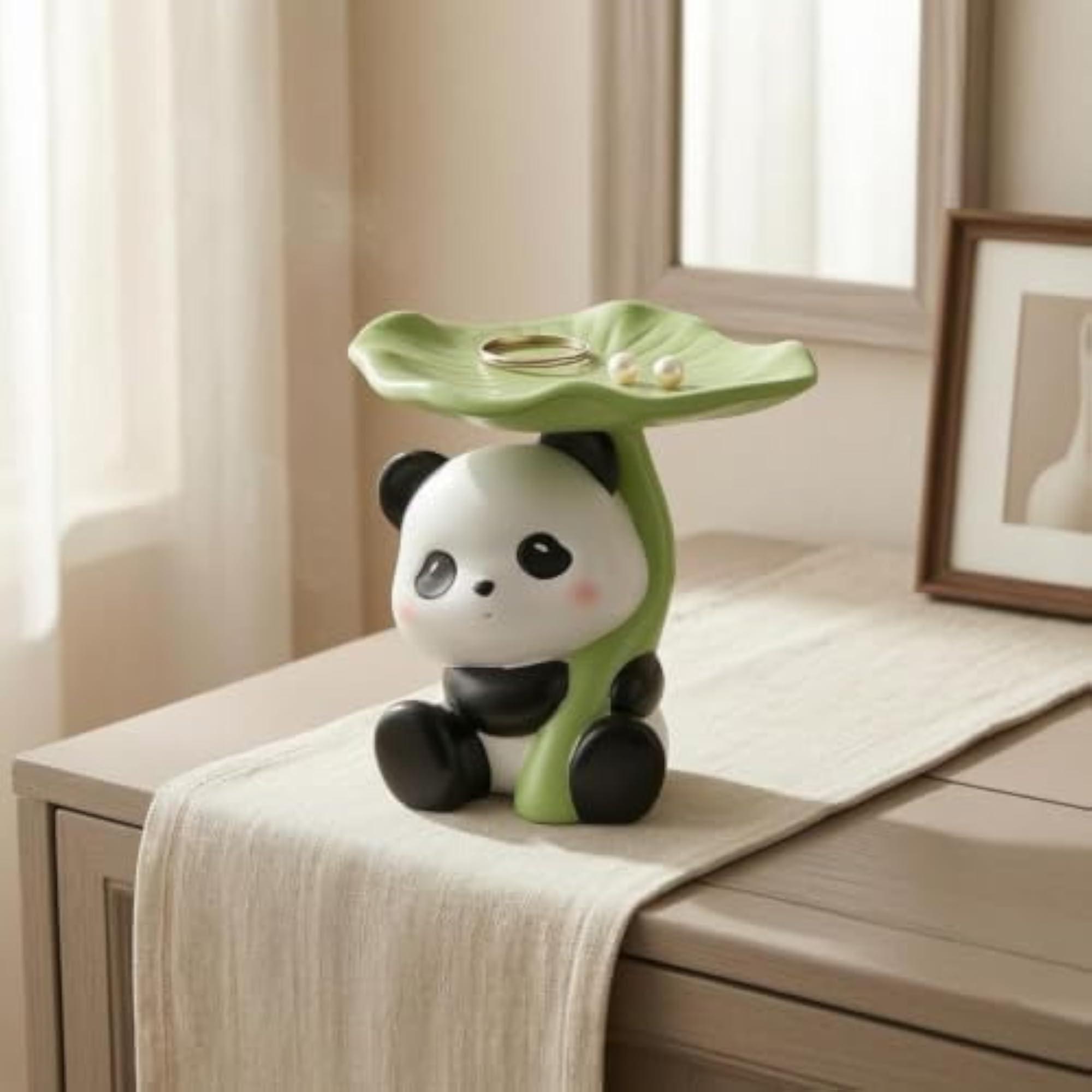 Seated Lotus Leaf Panda Organizer, Tabletop Tray