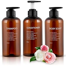 Dispensador De Jabon Barato XiYee 3 Piezas Botellas Dispensadoras para Baño, 500ml Botellas de Bomba Rellenables para Champú Jabon Líquido Acondicionador Gel de Ducha Prensa Dispensador de Loción (Marrón)