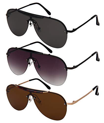 Sweat Bar Flat Top Aviator Sunglasses Men Women Mono Lens 55704-FLAP (Matte gunmetal frame/Grey gradient lens, One piece lens: 134 mm)3