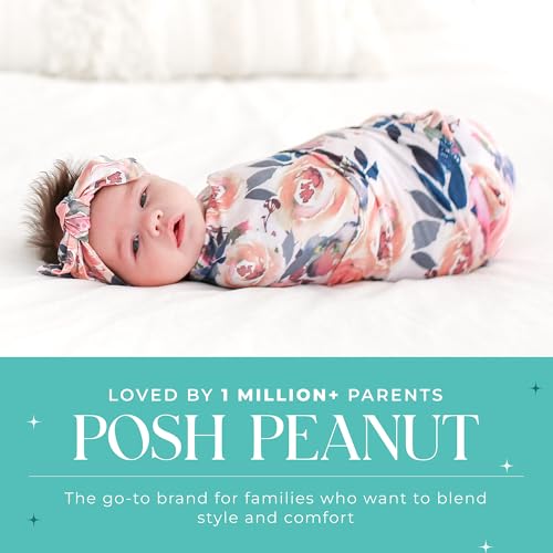 Posh Peanut Baby Swaddle Blanket - Large Premium Knit Baby Swaddling Receiving Blanket and Headband Set, Baby Shower Newborn Gift (Dusk Rose)