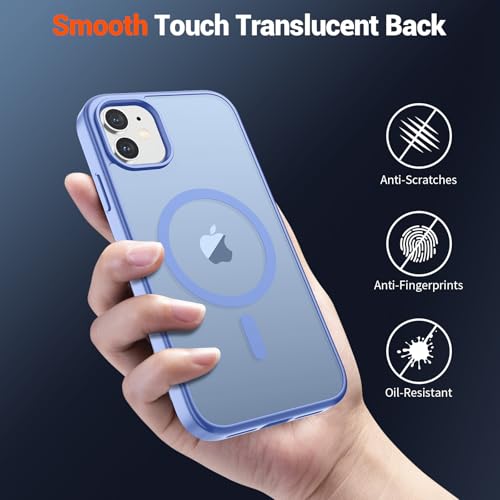 Image of SUPFINE Magnetic for iPhone 12 Mini Case & iPhone 13 Mini Case (Compatible with MagSafe) (Military Grade Drop Protection) Translucent Matte Shockproof Phone Cover,Blue Purple