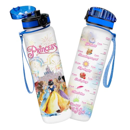 GEPOSTORE Princess Water Bottle 32oz, Firework Watercolor Gifts for Girls