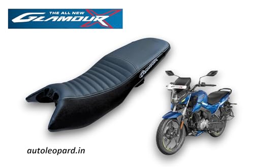 Image of Hero Glamour 'X'125 Bike SEAT Cover,PU Leather, Black Colour,Water Proof,Rope and Elastic provided for Quick and Easy Installation.with 6 mm Rubber Foam