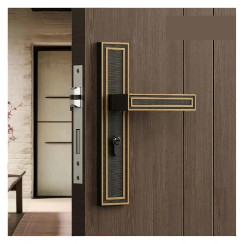 Manijas para puerta de dormitorio negras y amarillas con juego de picaportes de 45 mm y 58 mm 2