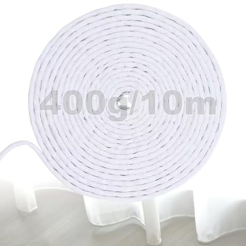 TAIHOBO 10m Cinta para Cortinas para Estabilizar La Suspensión, 40g por Metro Cuerda para Cortinas, Cuerda Plomada de Cortina con Peso para Cortinas de Ducha y Mosquiteras