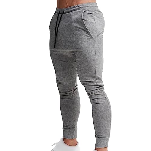 Pantalones elásticos de culturismo cónicos con cordón ajustable hombre