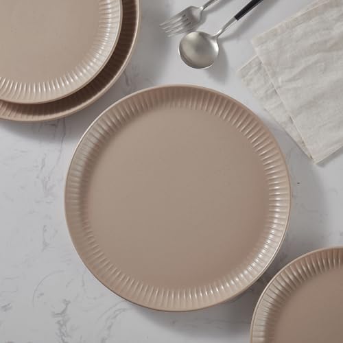 Image of Stone Lain Logan 12 Pieces Stoneware Dinnerware Set, Beige