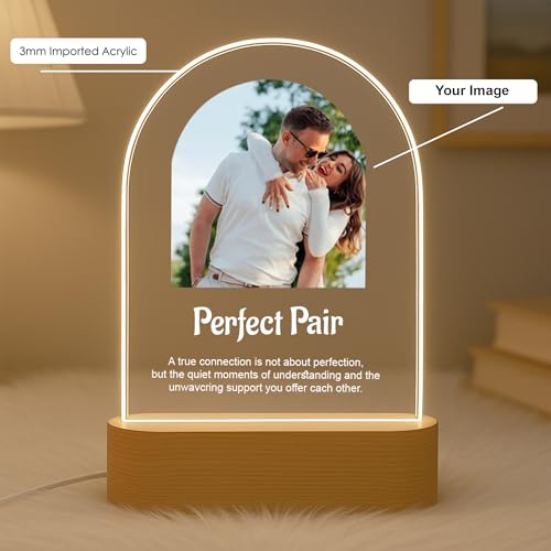 Image of Customized Photo Led Light With Adapter Frame for Couples | Personalized Picture Frame Wooden Stand | Custom Gift | Romantic Anniversary, Wedding, Birthday valentine's day for Gift Him or Her (Desgin 3)